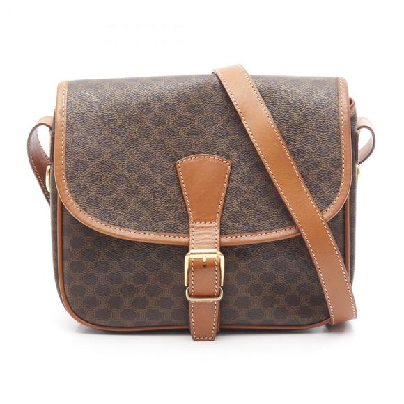 Celine Macadam Shoulder Bag, Coated Canvas and Leather, Women's, Brown - Picture 1 of 10